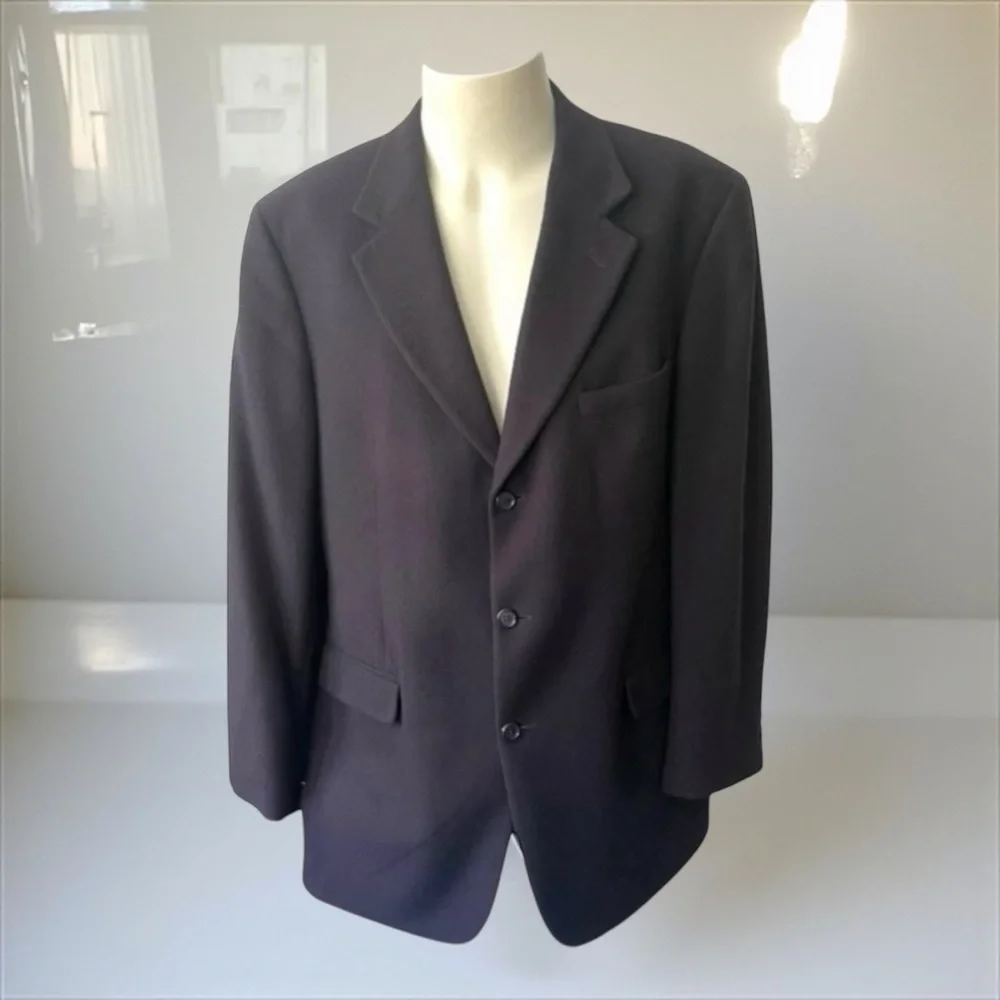 BROOKS 346 MENS 100% CASHMERE BLUE SPORT COAT JACKET SIZE 43 LONG